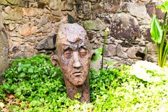 Large Ceramic Head Sculpture – Expressive Textured Surface, Testa Series No. 15