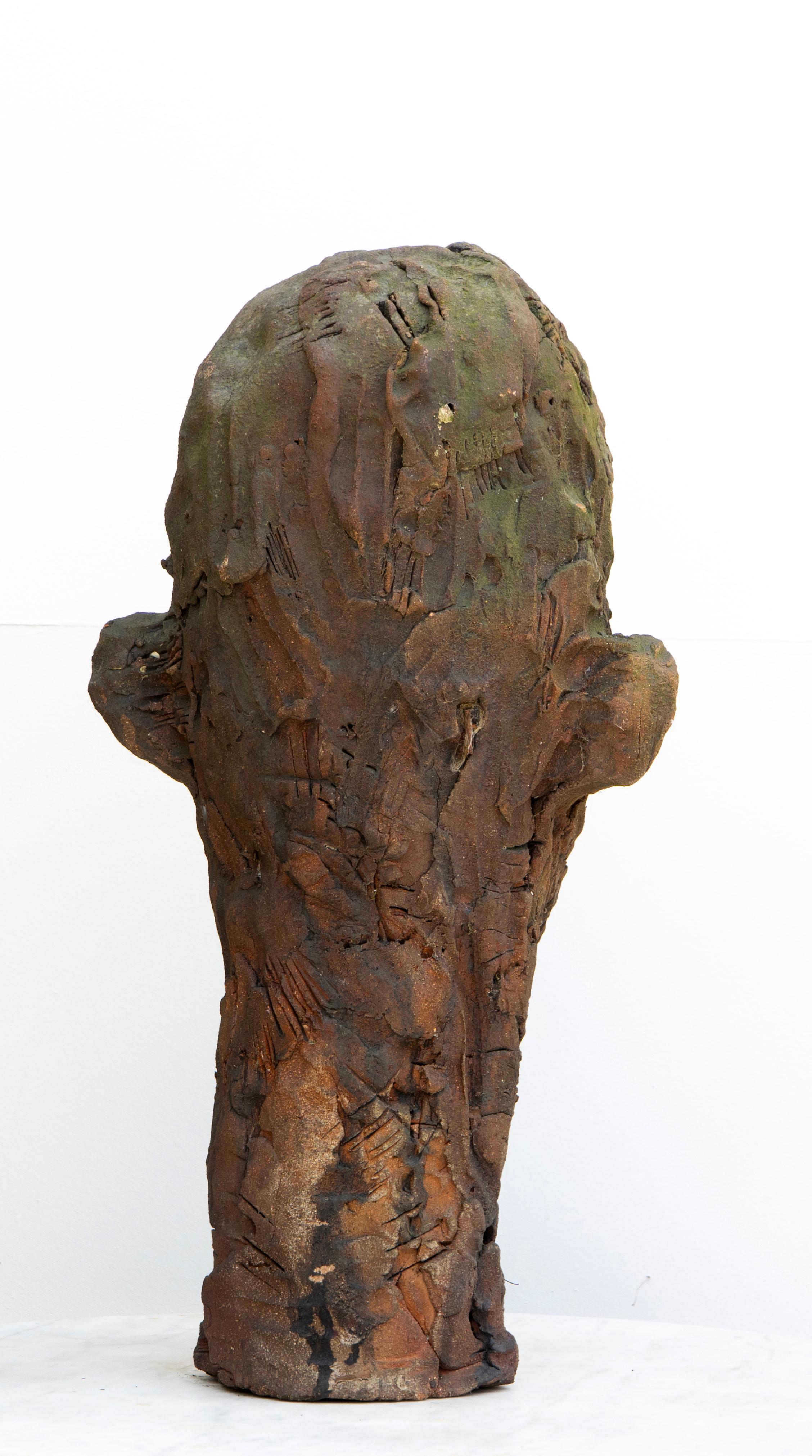 Große Keramikkopf-Skulptur - ausdrucksstarke, strukturierte Oberfläche, Testa-Serie Nr. 15 im Angebot 2