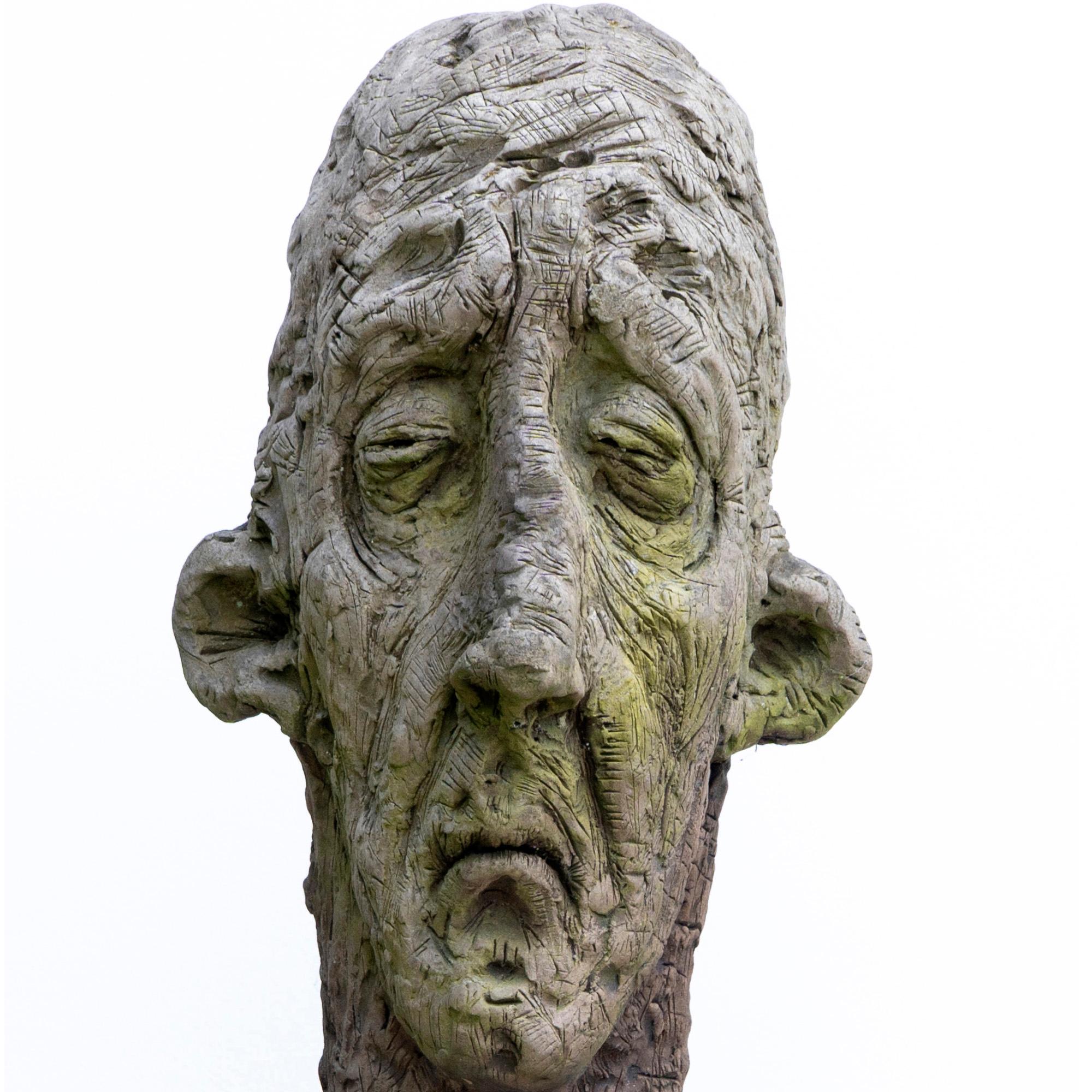 Large-Scale Ceramic Head Sculpture with Forged Iron Collar – Testa No. 17 For Sale 7