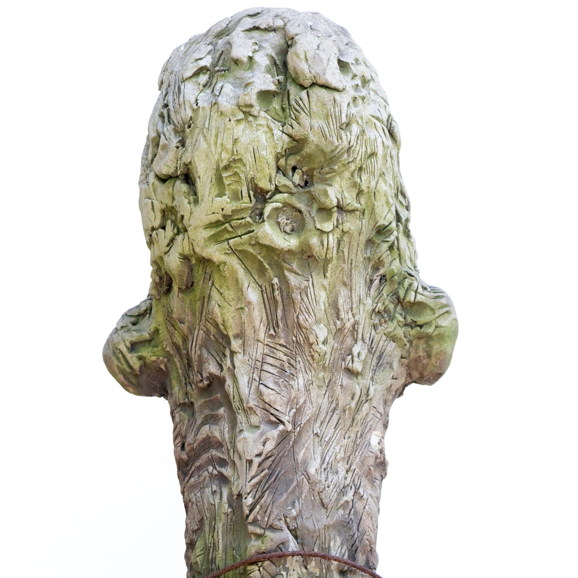 Large-Scale Ceramic Head Sculpture with Forged Iron Collar – Testa No. 17 For Sale 8