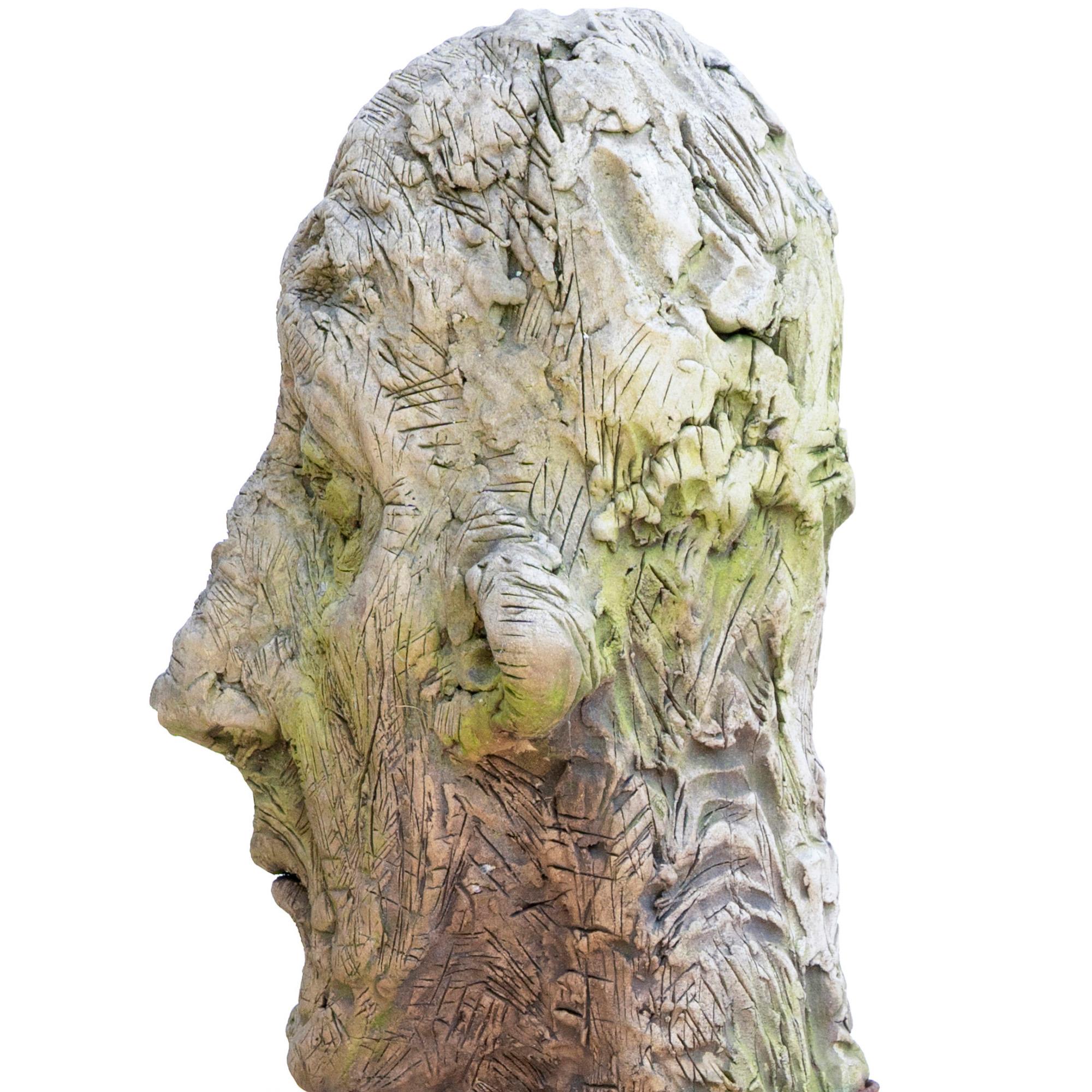 Large-Scale Ceramic Head Sculpture with Forged Iron Collar – Testa No. 17 For Sale 9
