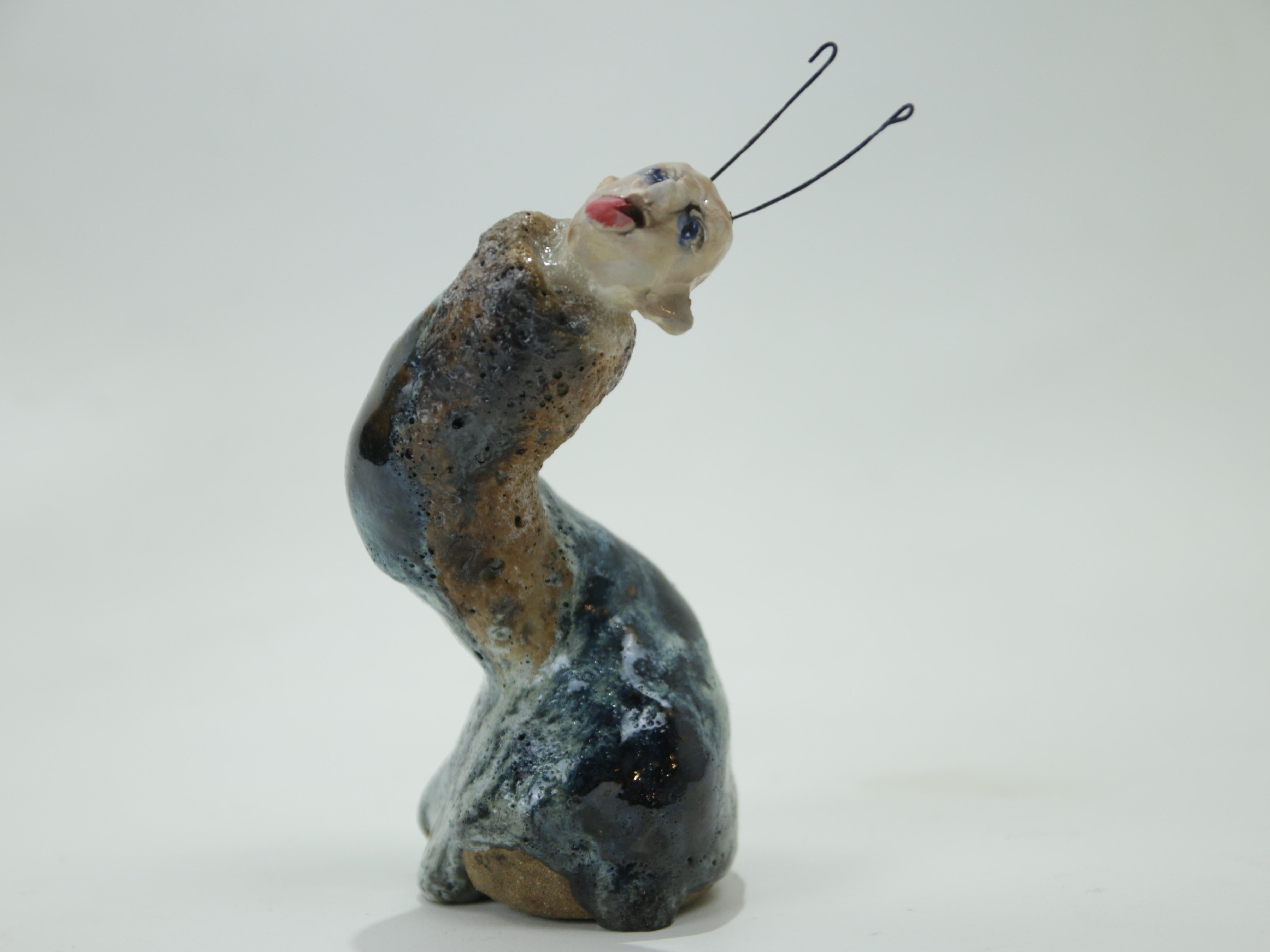 Óscar Aldonza Torres Abstract Sculpture - Organic Hybrid Ceramic Sculpture Human Insect Figure Expressive Contemporary Art