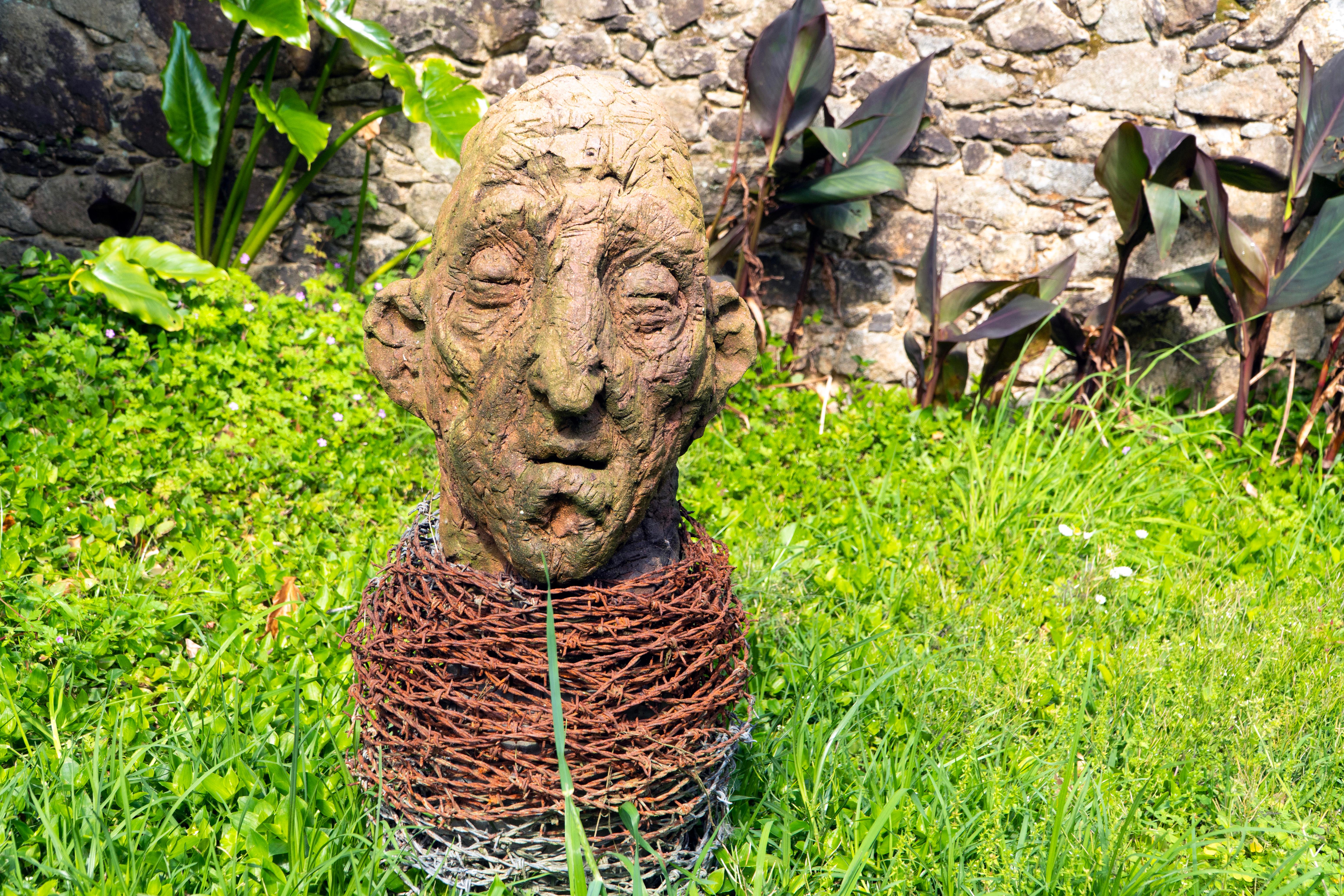 Stoneware Fired in Reduction with Embedded Barbed Wire, Sculpture 
