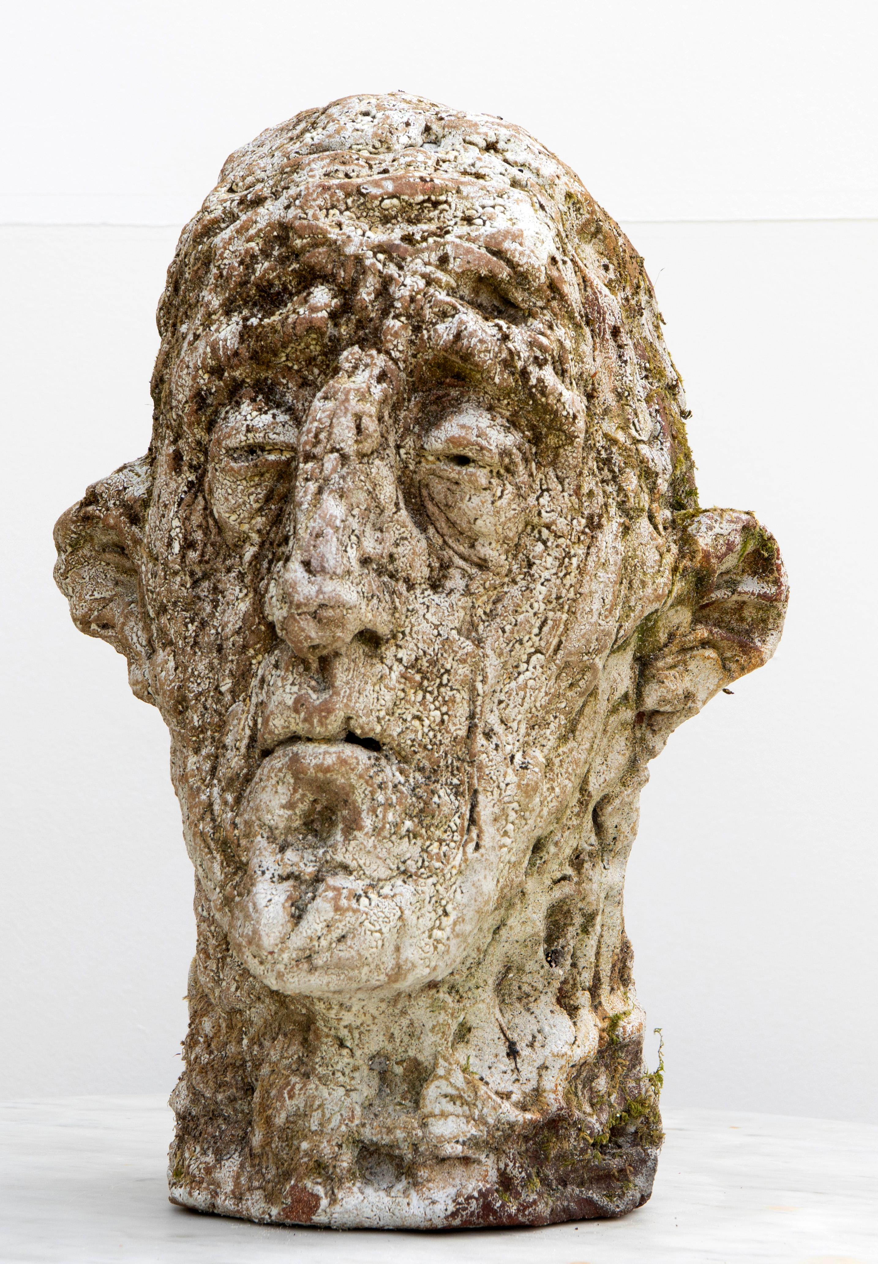 Testa Head Sculpture No 7, Expressionist Bust in Red Stoneware with Shino Glaze For Sale 8