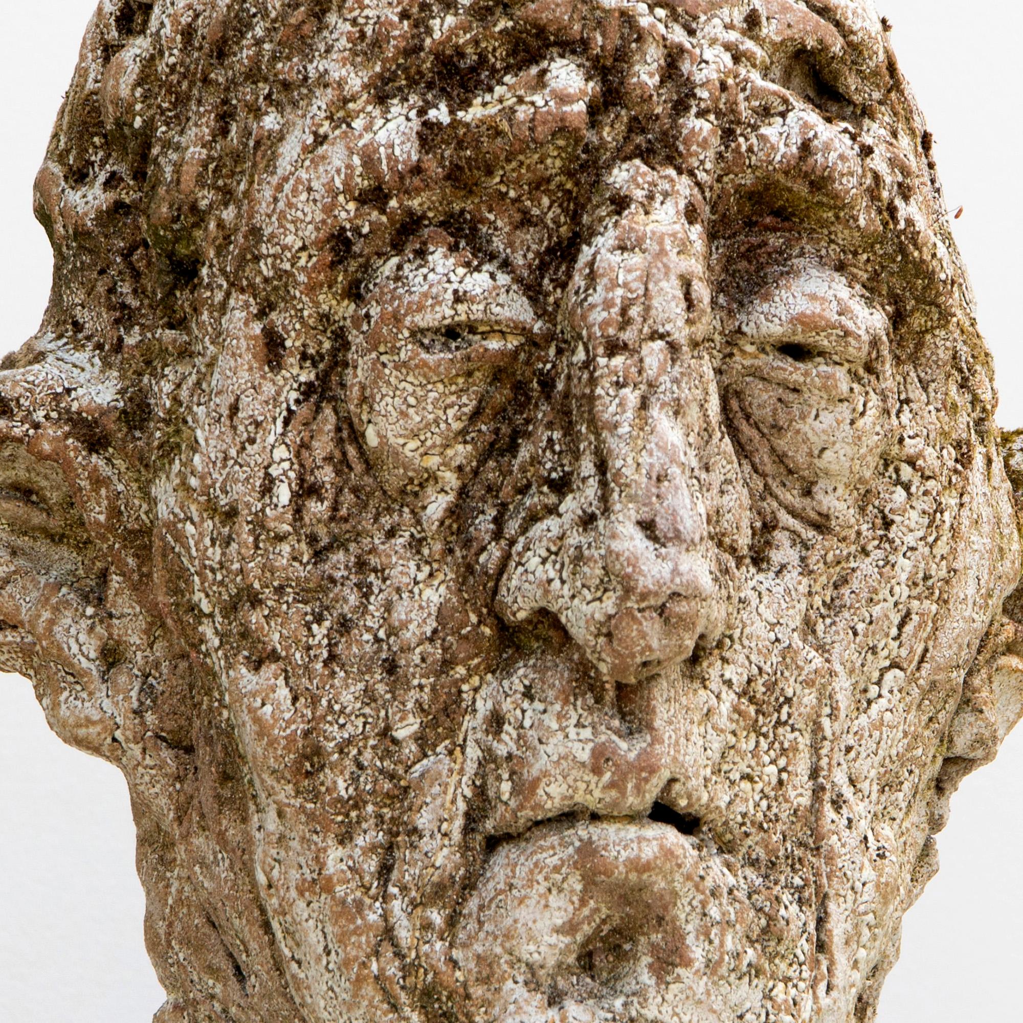 Testa Head Sculpture No 7, Expressionist Bust in Red Stoneware with Shino Glaze For Sale 10