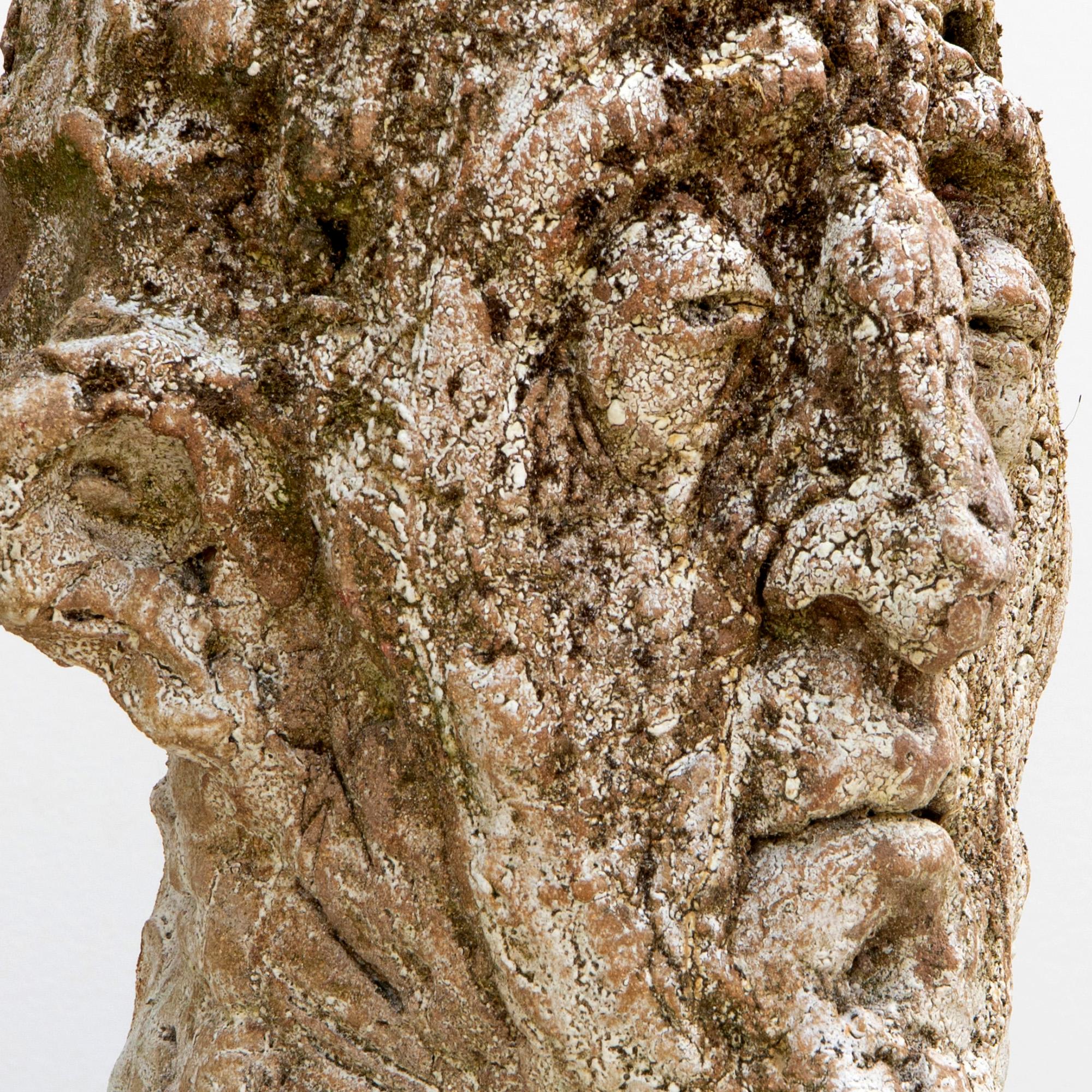 Testa Head Sculpture No 7, Expressionist Bust in Red Stoneware with Shino Glaze For Sale 11