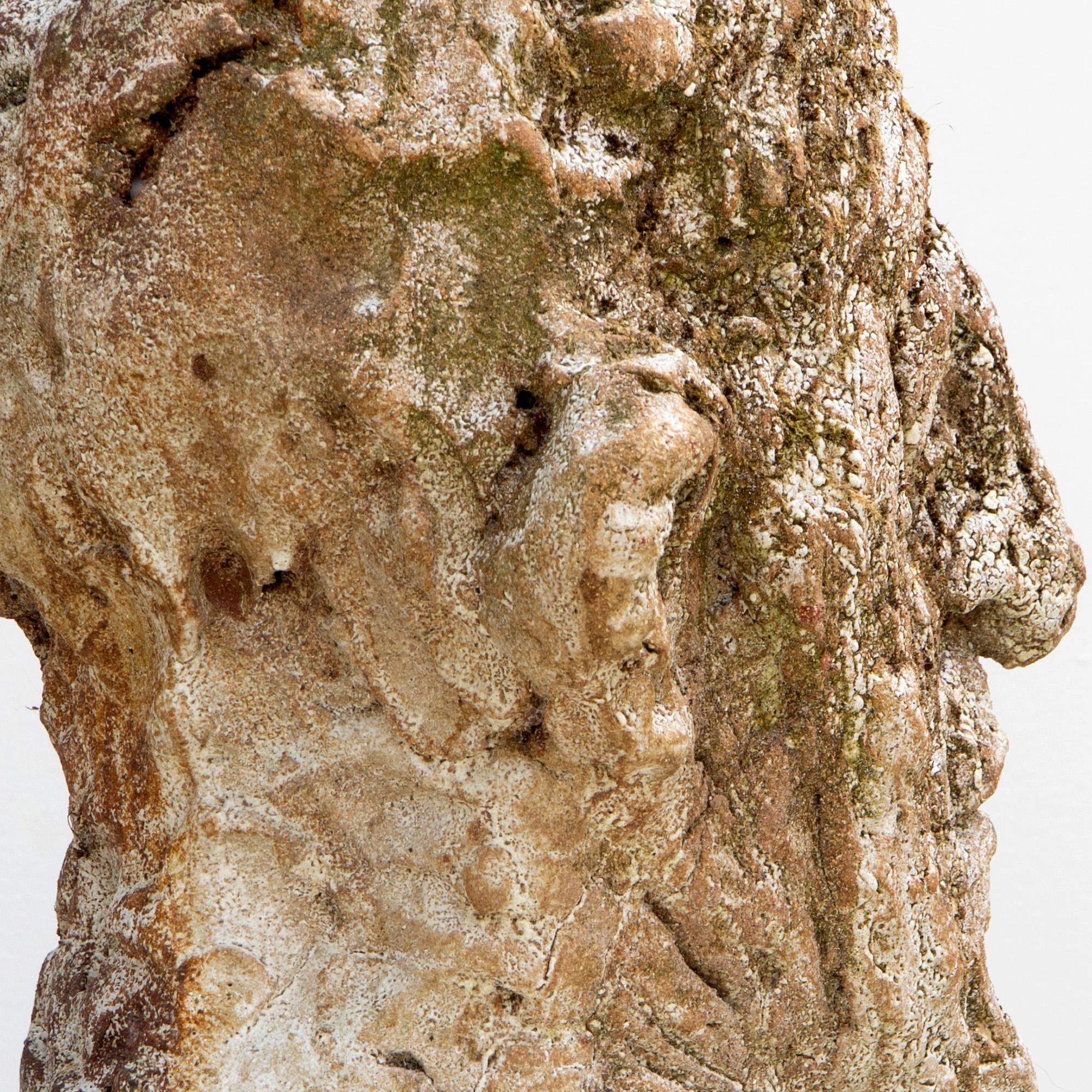 Testa Head Sculpture No 7, Expressionist Bust in Red Stoneware with Shino Glaze For Sale 12