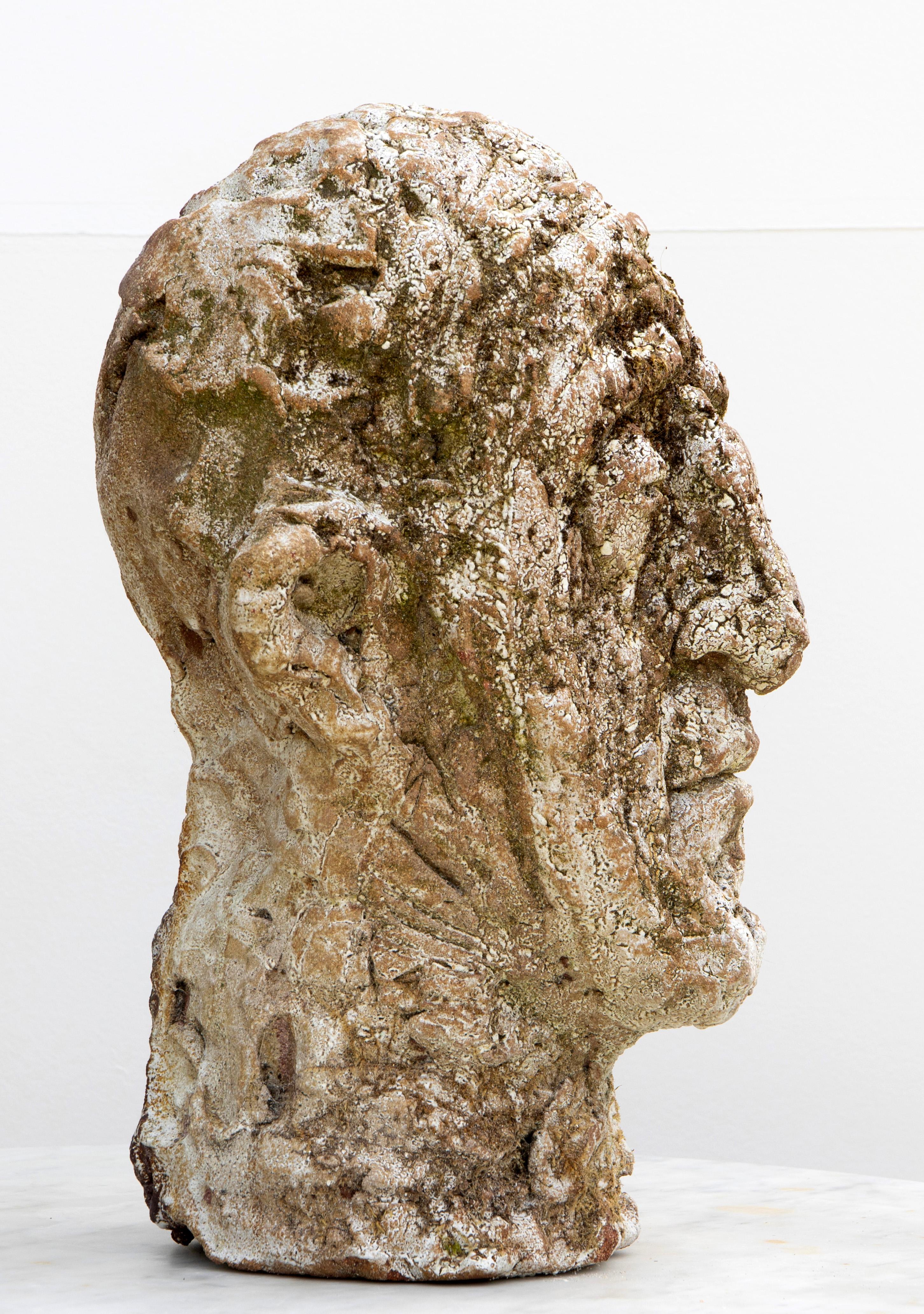Testa Head Sculpture No 7, Expressionist Bust in Red Stoneware with Shino Glaze For Sale 1