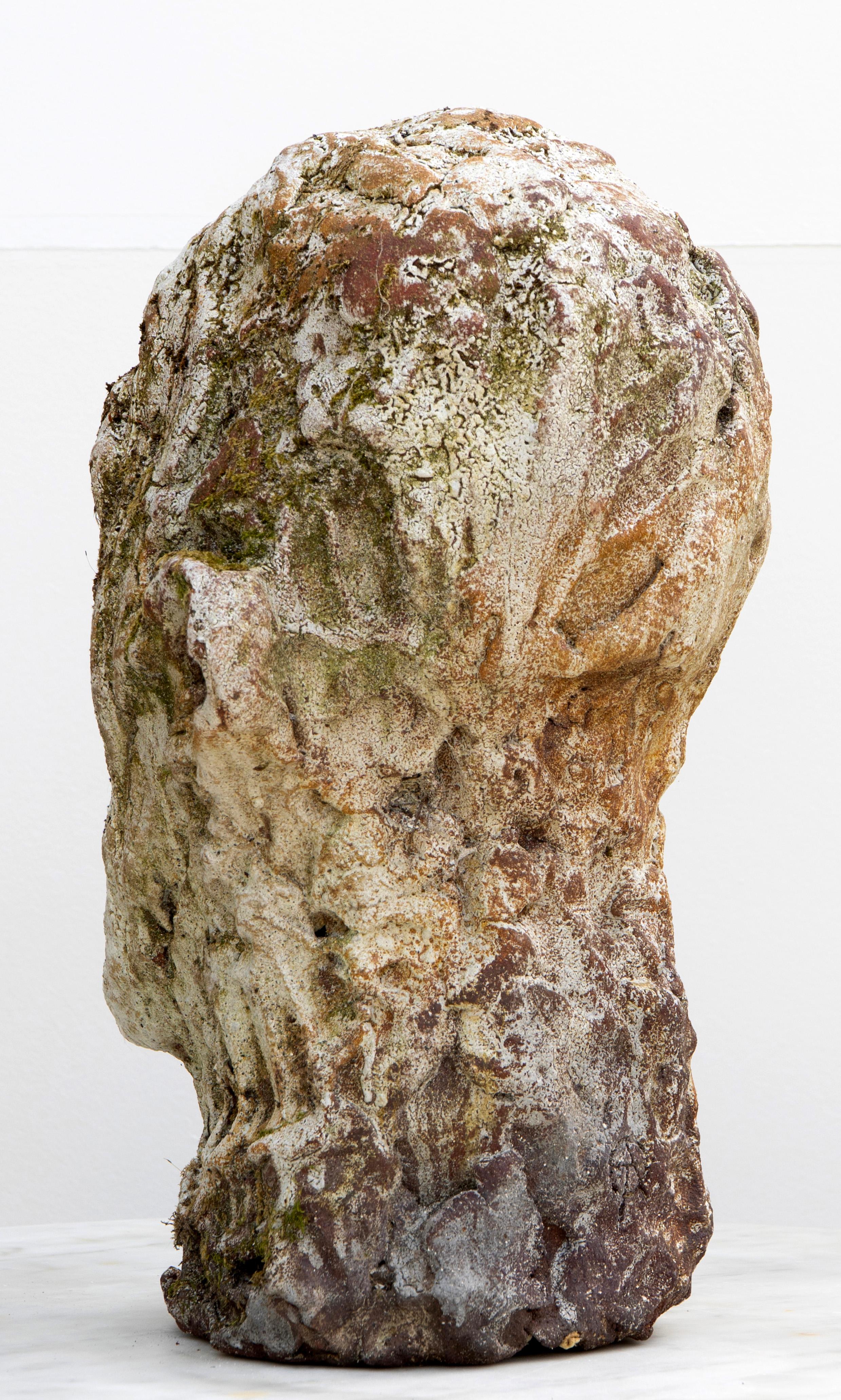 Testa Head Sculpture No 7, Expressionist Bust in Red Stoneware with Shino Glaze For Sale 5