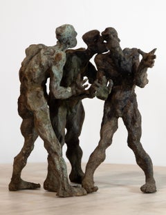 Trio von erdgebundenen Wanderern - 2023, Bronze-Skulptur mit verlorenem Wachs, Expressionist