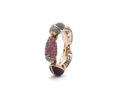 Scarab 18 Karat Gold Diamond Topaz Amethyst Sapphire and Tsavorite Eternity Ring
