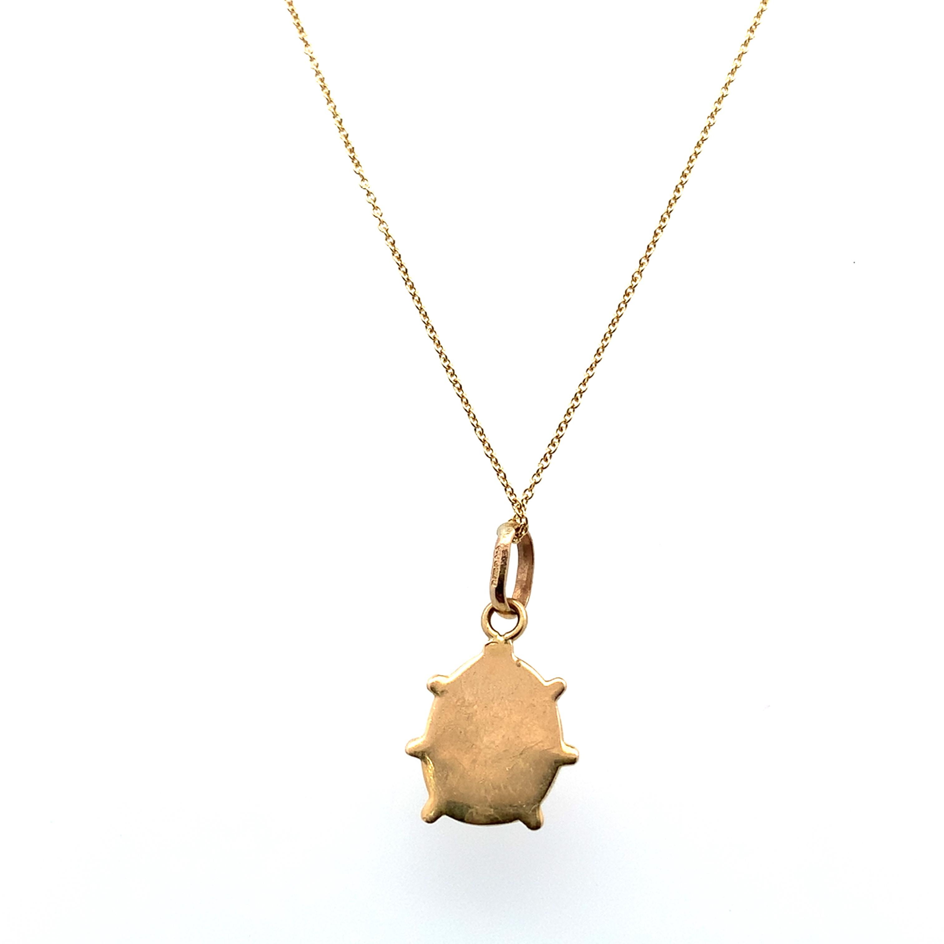 Women's or Men's Scarab beetle ladybug amulet pendant necklace yellow gold For Sale