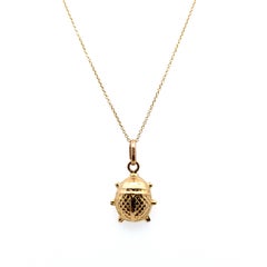 Scarab beetle ladybug amulet pendant necklace yellow gold