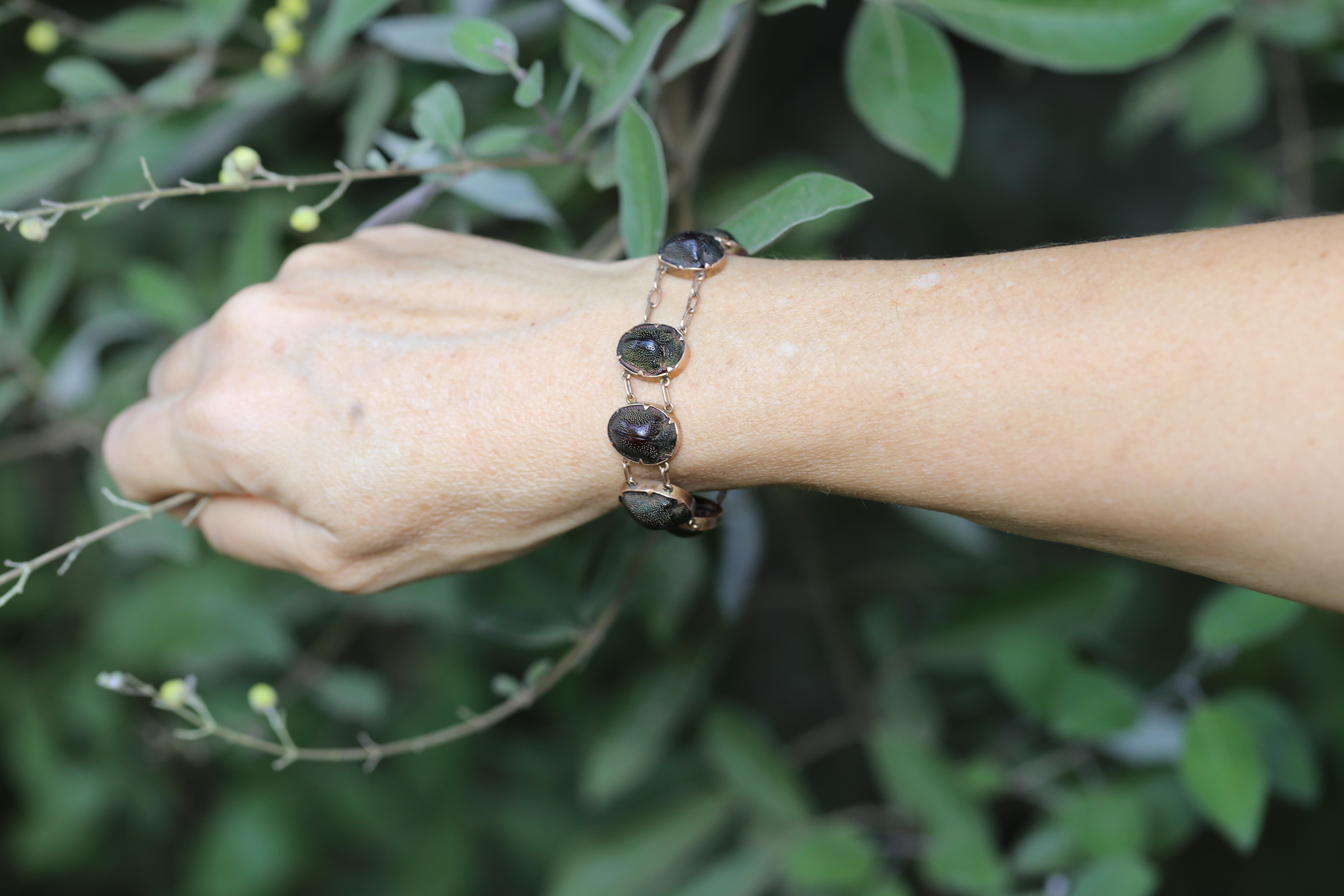 Bracelet de scarabée en or, néo-égyptien, 1900 en vente 5