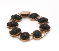 Egyptian Revival 9K Gold Scarab Link Bracelet, Early 20th Century