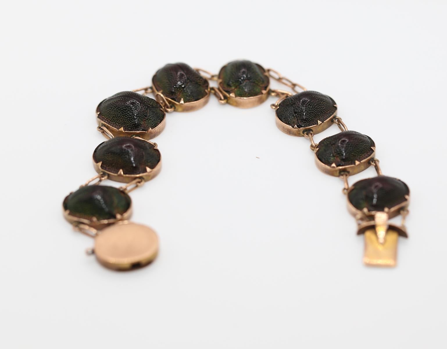 Bracelet de scarabée en or, néo-égyptien, 1900 Bon état - En vente à Herzelia, Tel Aviv
