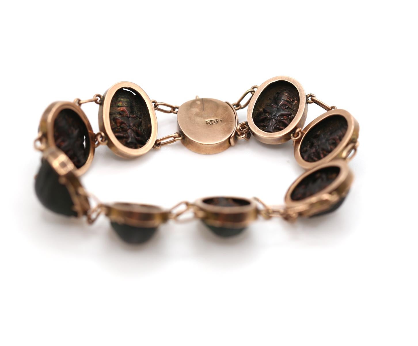 Bracelet de scarabée en or, néo-égyptien, 1900 en vente 2