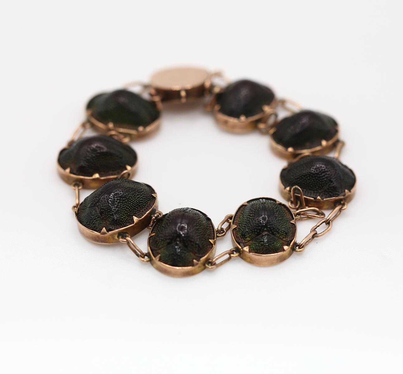 Bracelet de scarabée en or, néo-égyptien, 1900 en vente 3