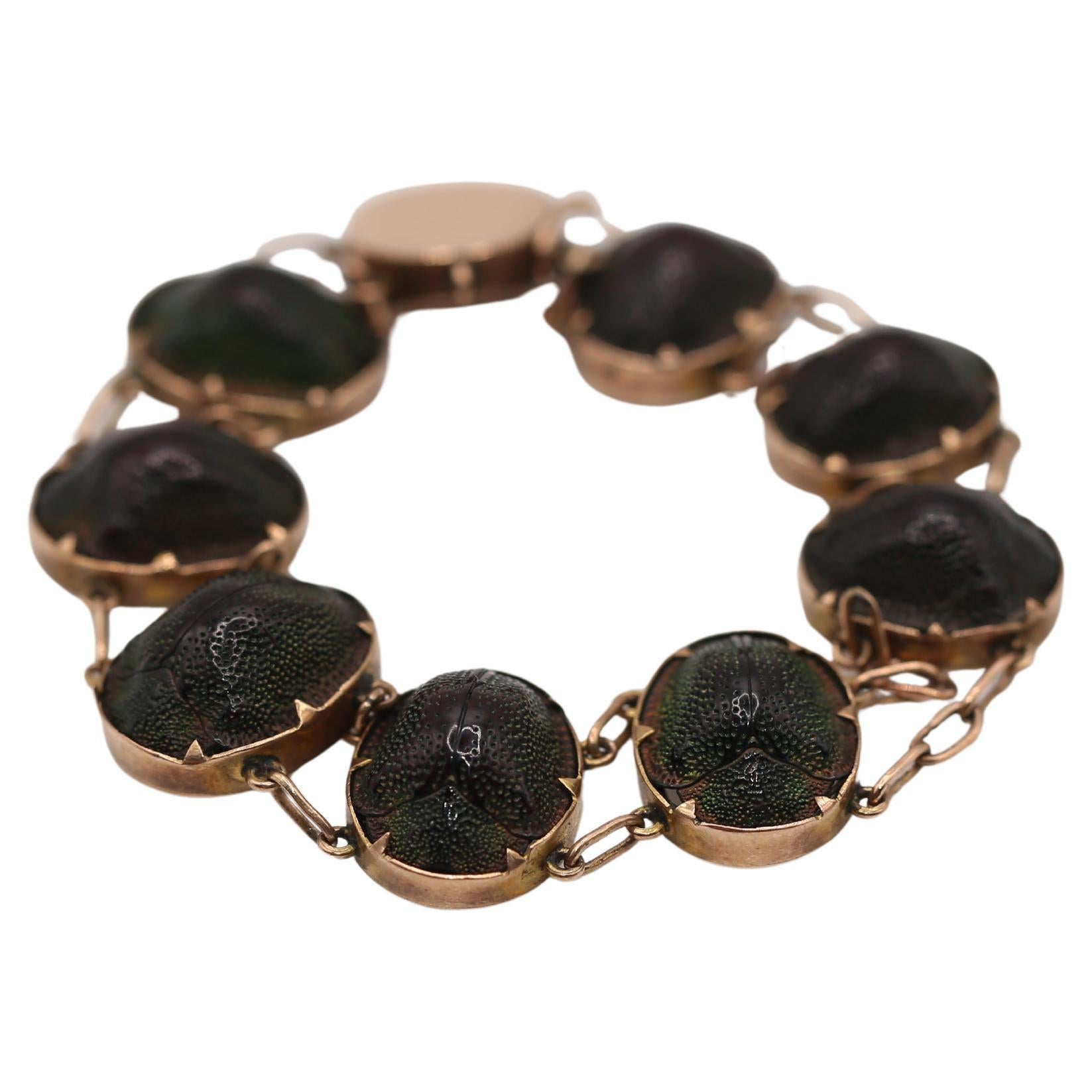Bracciale Scarabeo in oro di rinascita egiziana, 1900