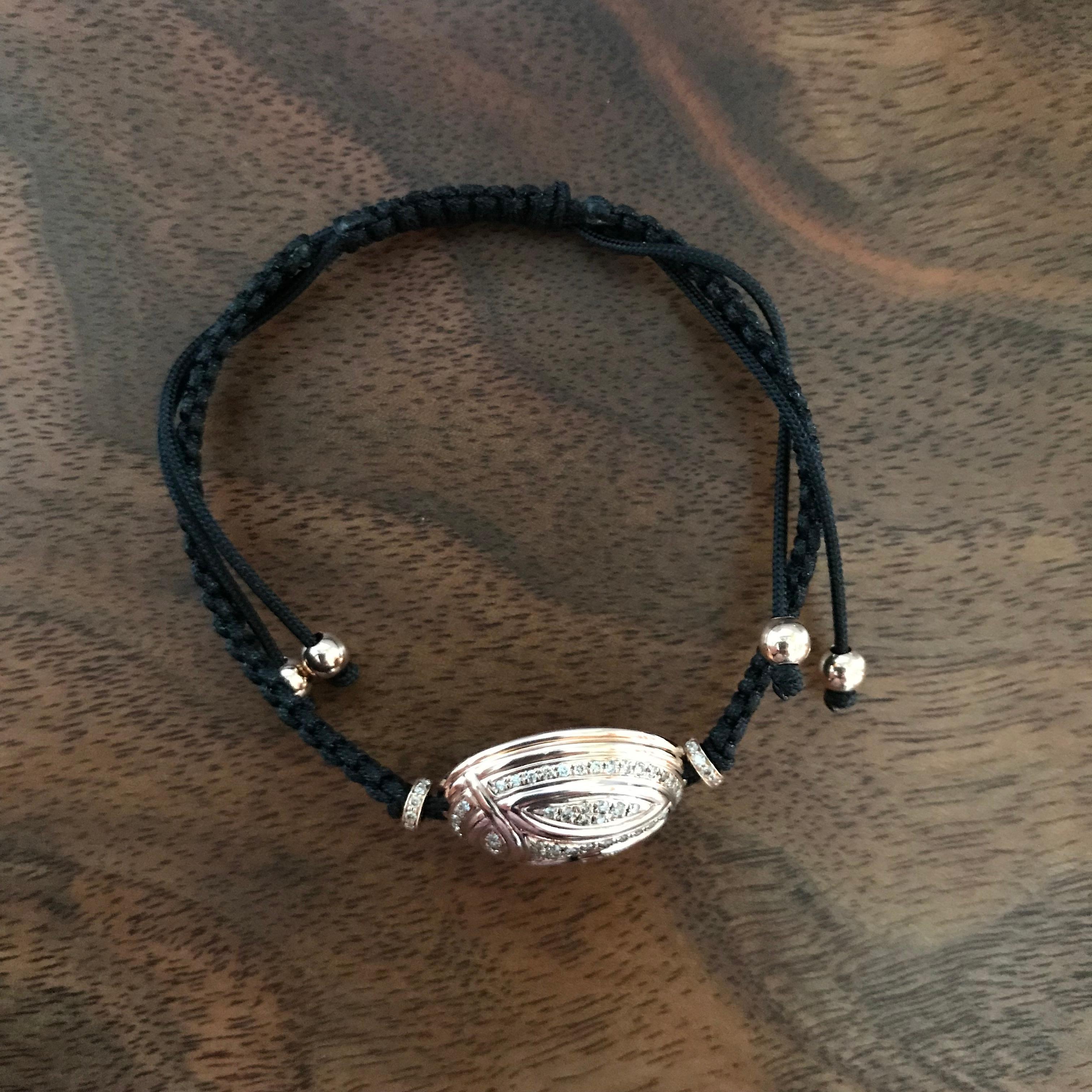Round Cut Scarab Bracelet in 18 Carat Rose Gold with 68 Cognac Colored Diamonds 0.39 Carat