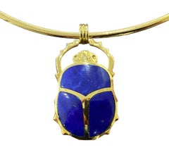 Scarab Choker in Gold and Lapis Lazuli