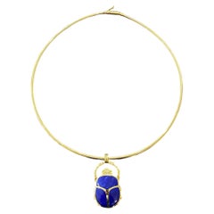 Scarab Choker in Gold and Lapis Lazuli