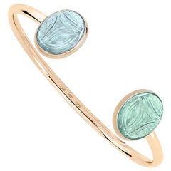 Scarab Cuff, 18 Carat Rose Gold, Tourmaline 10.49 Carat, Beryl 9.63 Carat