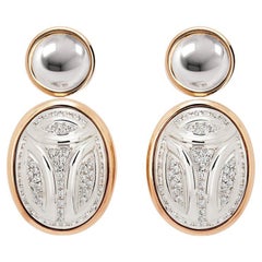 Scarab Earrings in 18 K White and Rose Gold with Diamonds