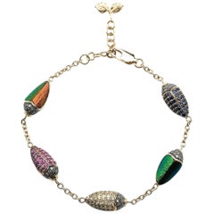 Scarab Multi-Color Gold Bracelet of Diamonds Sapphires Amethyst and Tsavorites