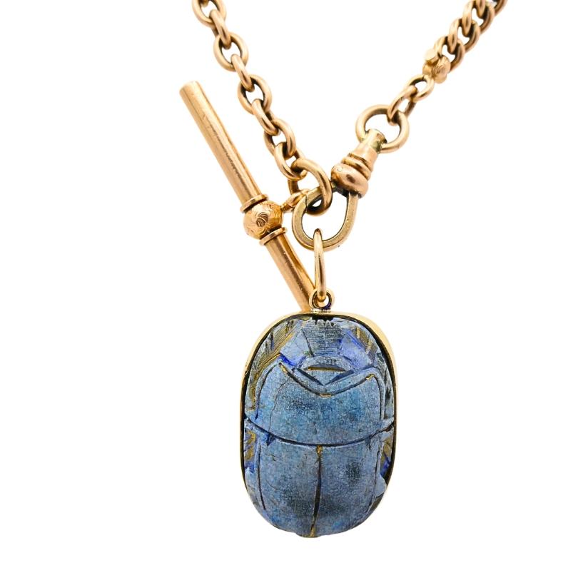Collier Scarabée Vintage 14k Gold Watch Chain Bon état - En vente à Beverly Hills, CA