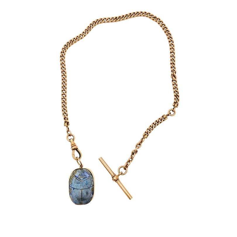 Collier Scarabée Vintage 14k Gold Watch Chain Unisexe en vente