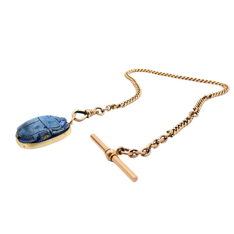Collier Scarabée Vintage 14k Gold Watch Chain en vente 1