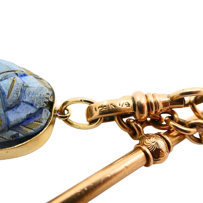 Collier Scarabée Vintage 14k Gold Watch Chain en vente 3