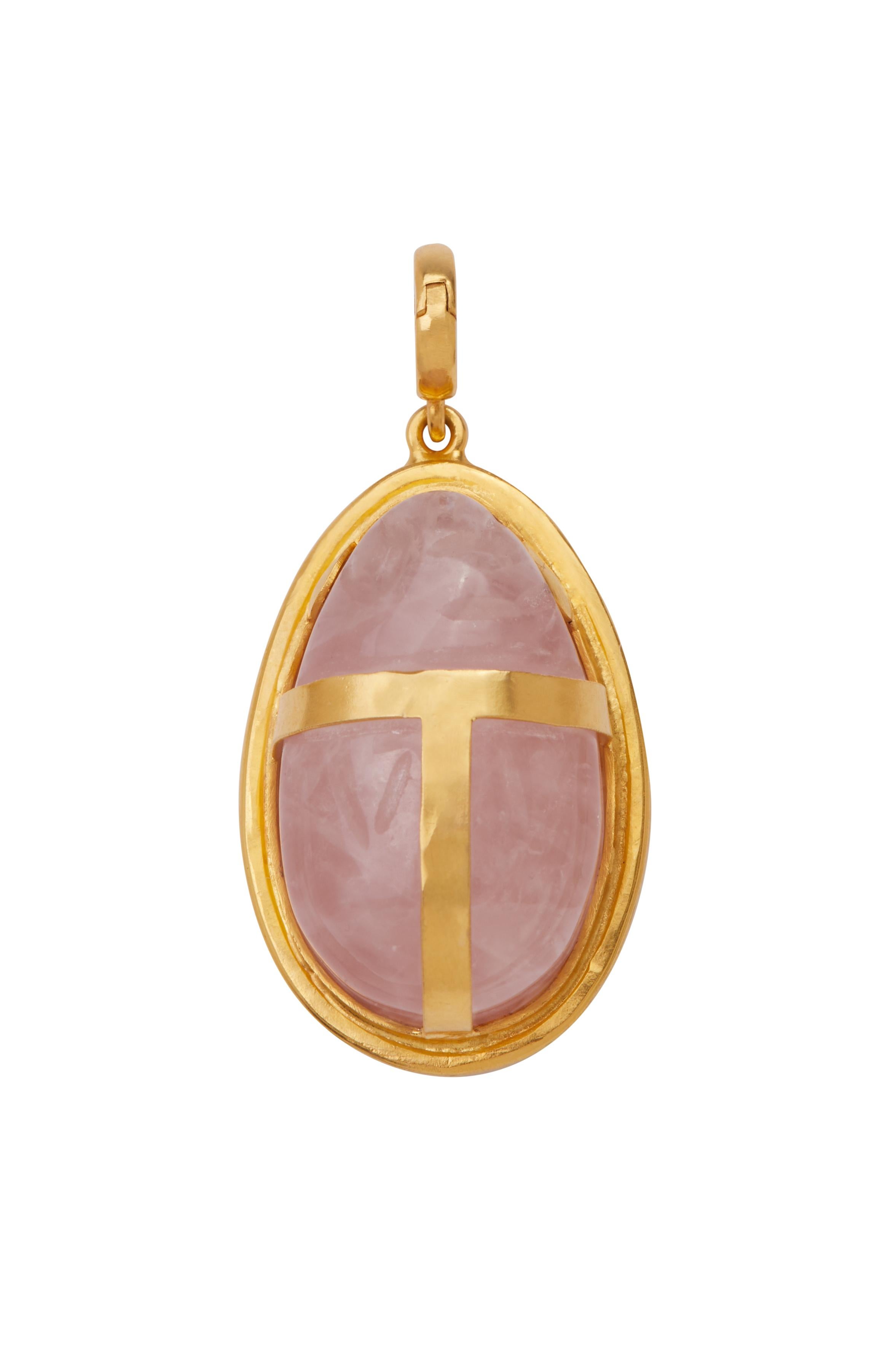 Uncut Scarab Pendant 14 Karat Yellow Gold For Sale