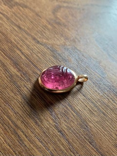 Scarab Pendant, 18 K Rose Gold, Tourmaline 16.76 Ct