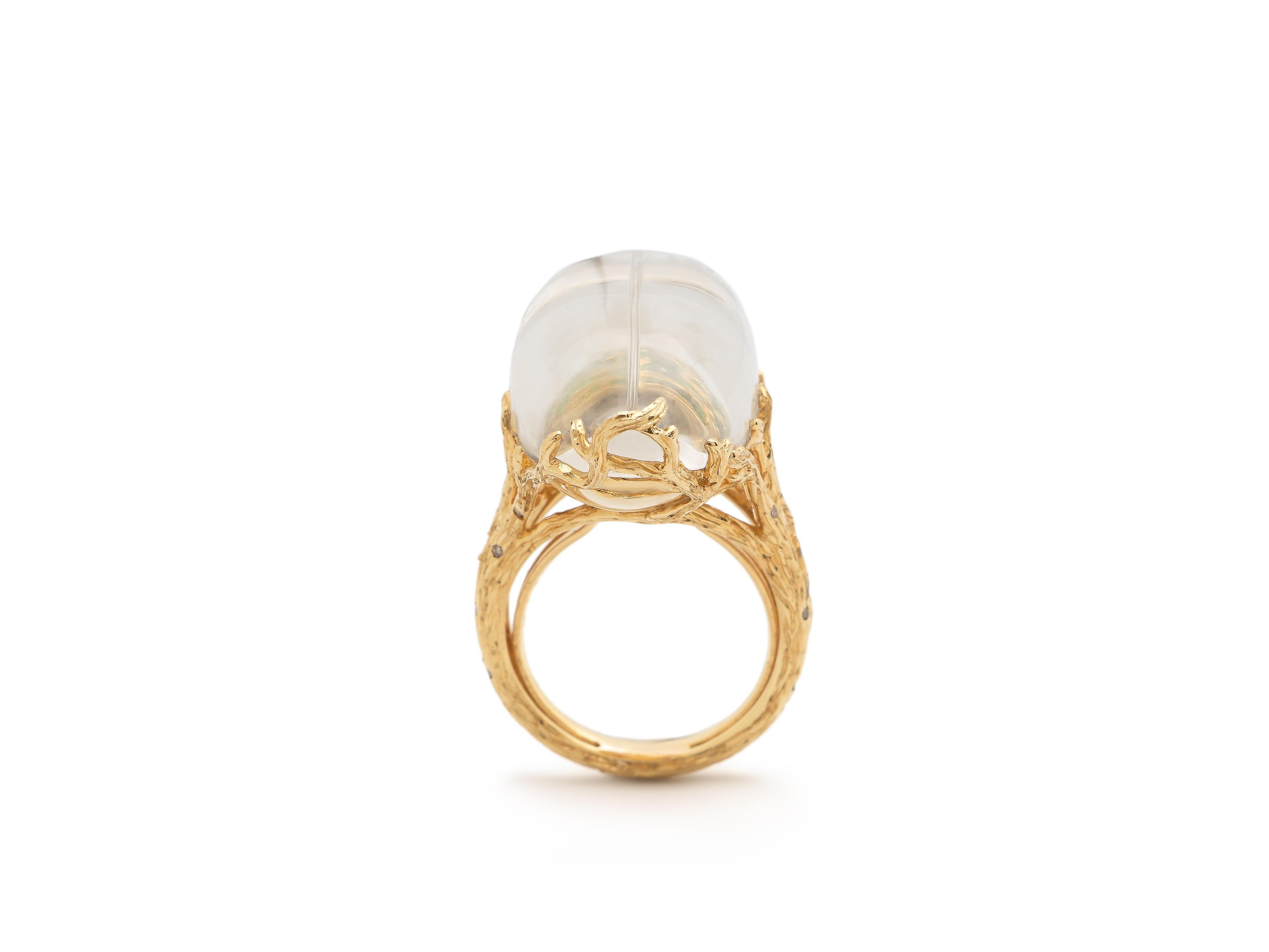 Mixed Cut Scarab Quartz Ring Through the Looking Glass For Sale