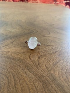 Scarab Ring, 18k White Gold, Rose Quartz and Tourmalines