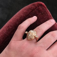 Scarab Ring in 18 Carat Rose Gold and Cognac Colored Diamonds 1.05 Carat