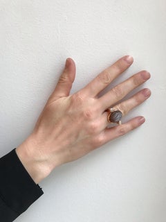 Scarab Ring in 18 Carat Rose Gold with Moonstone and Diamonds