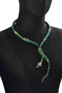 Scarab Snake 18 Karat Gold Citrine Pink Tourmalines Choker Necklace