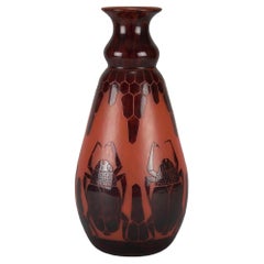 “Scarab Vase” Art Deco Cameo Glass Vase by Charles Schneider, circa 1930