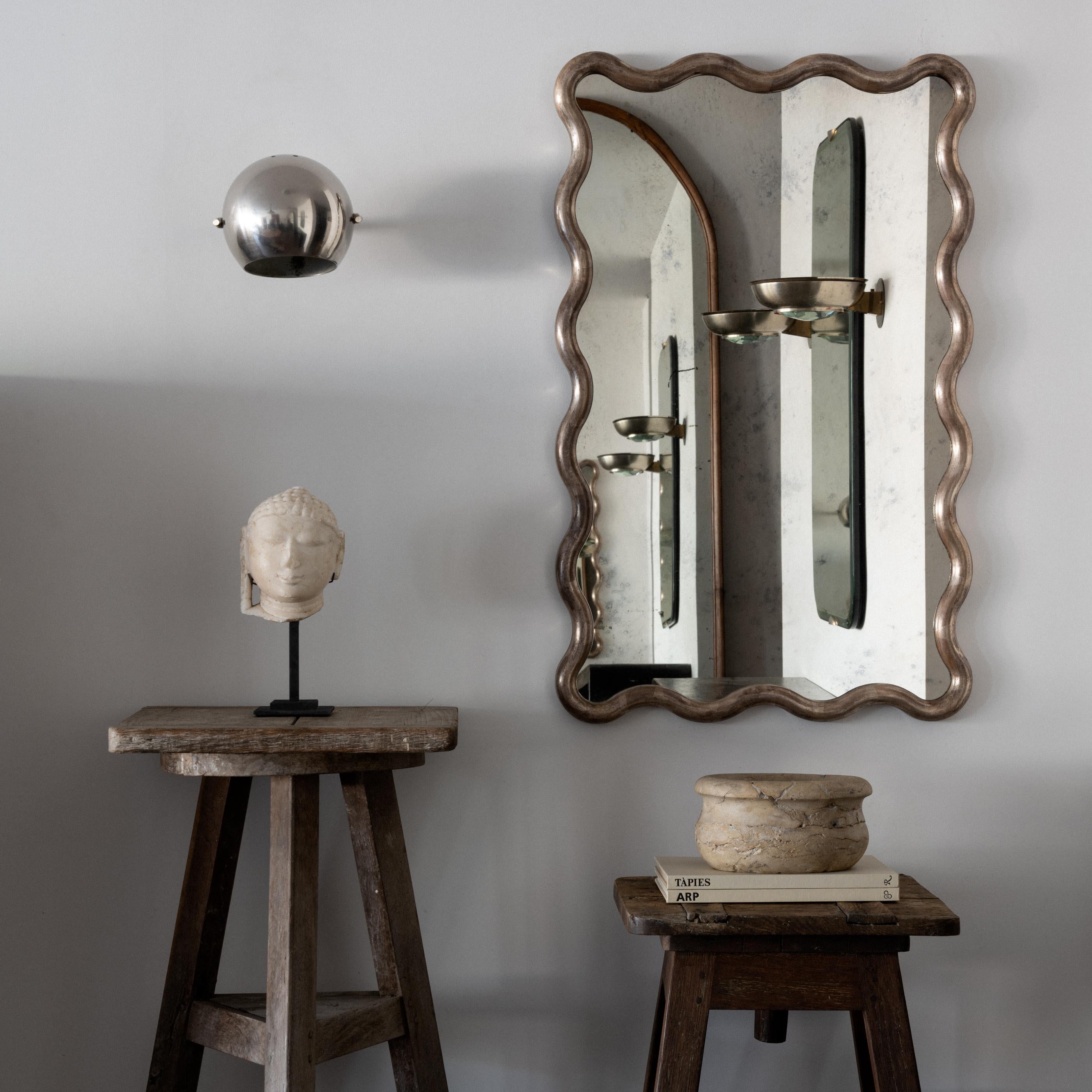 Italian silver leaf mirror based on a 1940's design. Hand made in Milan, Italy. 

Available in different finishes.