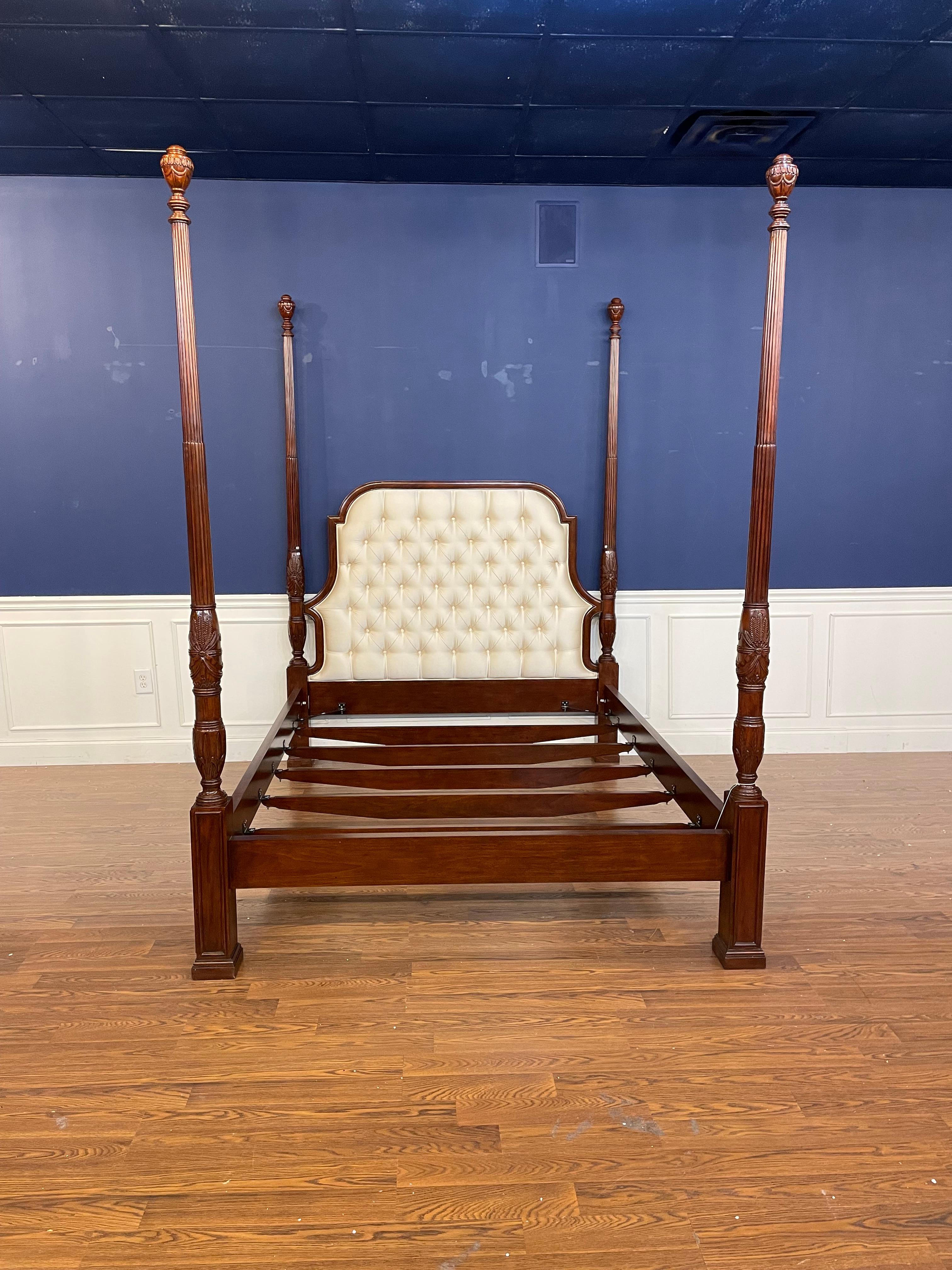 Georgian Scarborough House Queen Size Upholstered Mahogany FourPost Bed - Showroom Sample For Sale