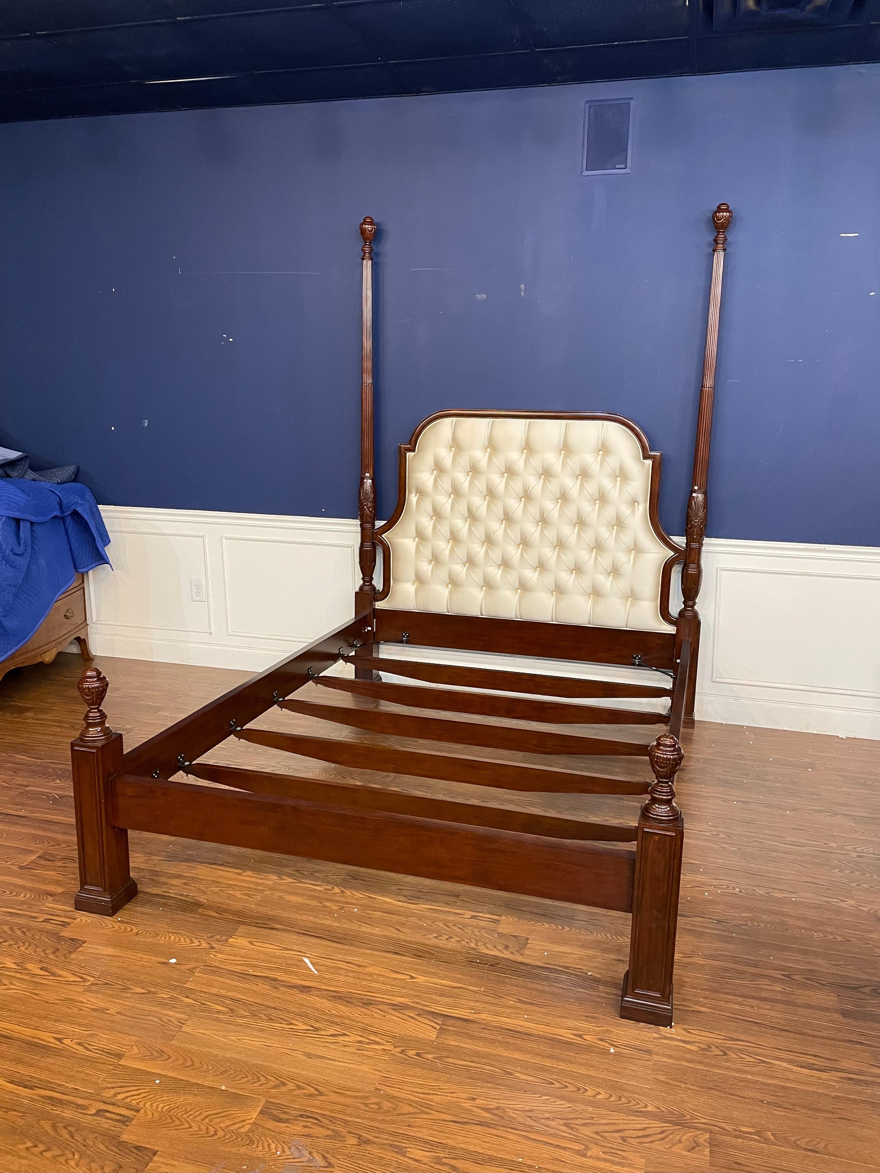 Scarborough House Queen Size Upholstered Mahogany Two Post Bed - Showroom Sample For Sale 4