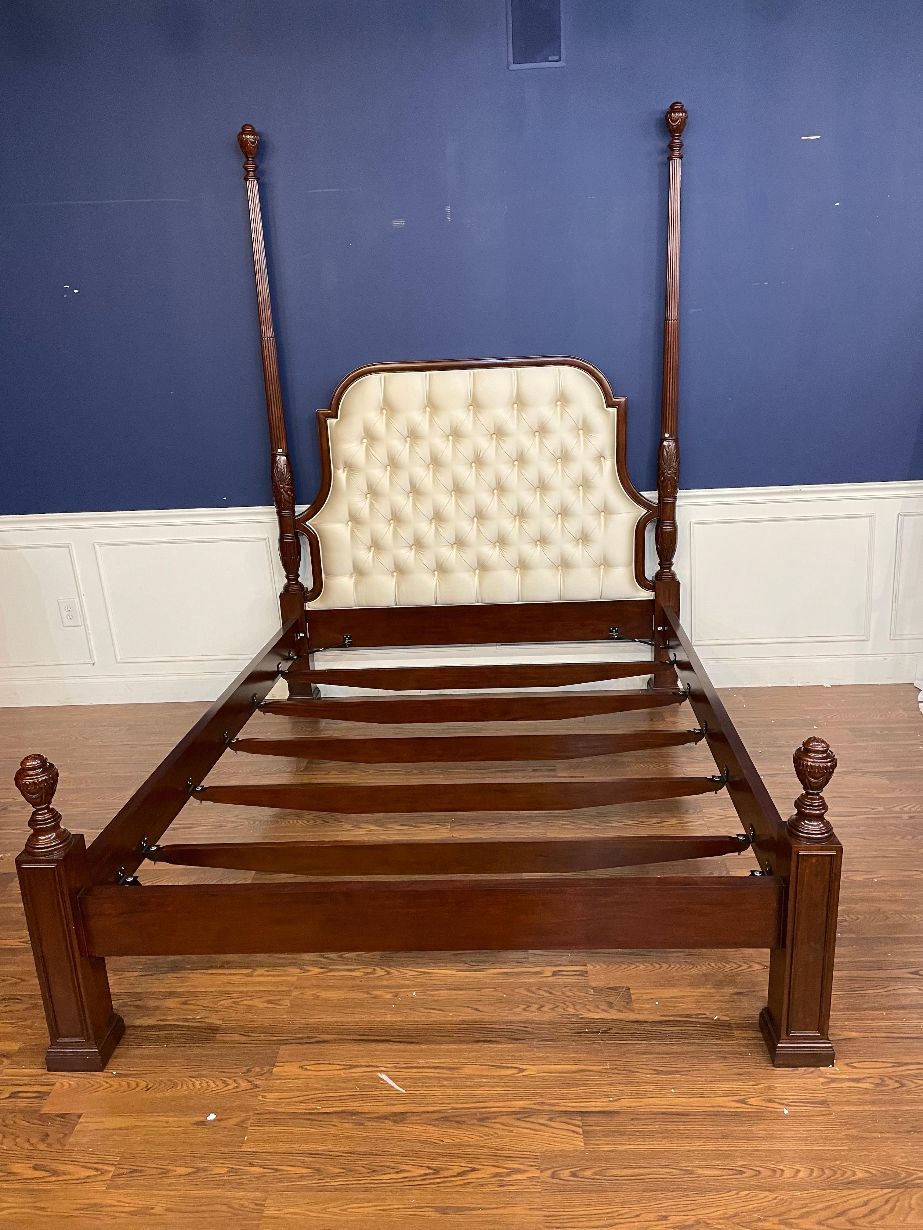Scarborough House Queen Size Upholstered Mahogany Two Post Bed - Showroom Sample For Sale 5