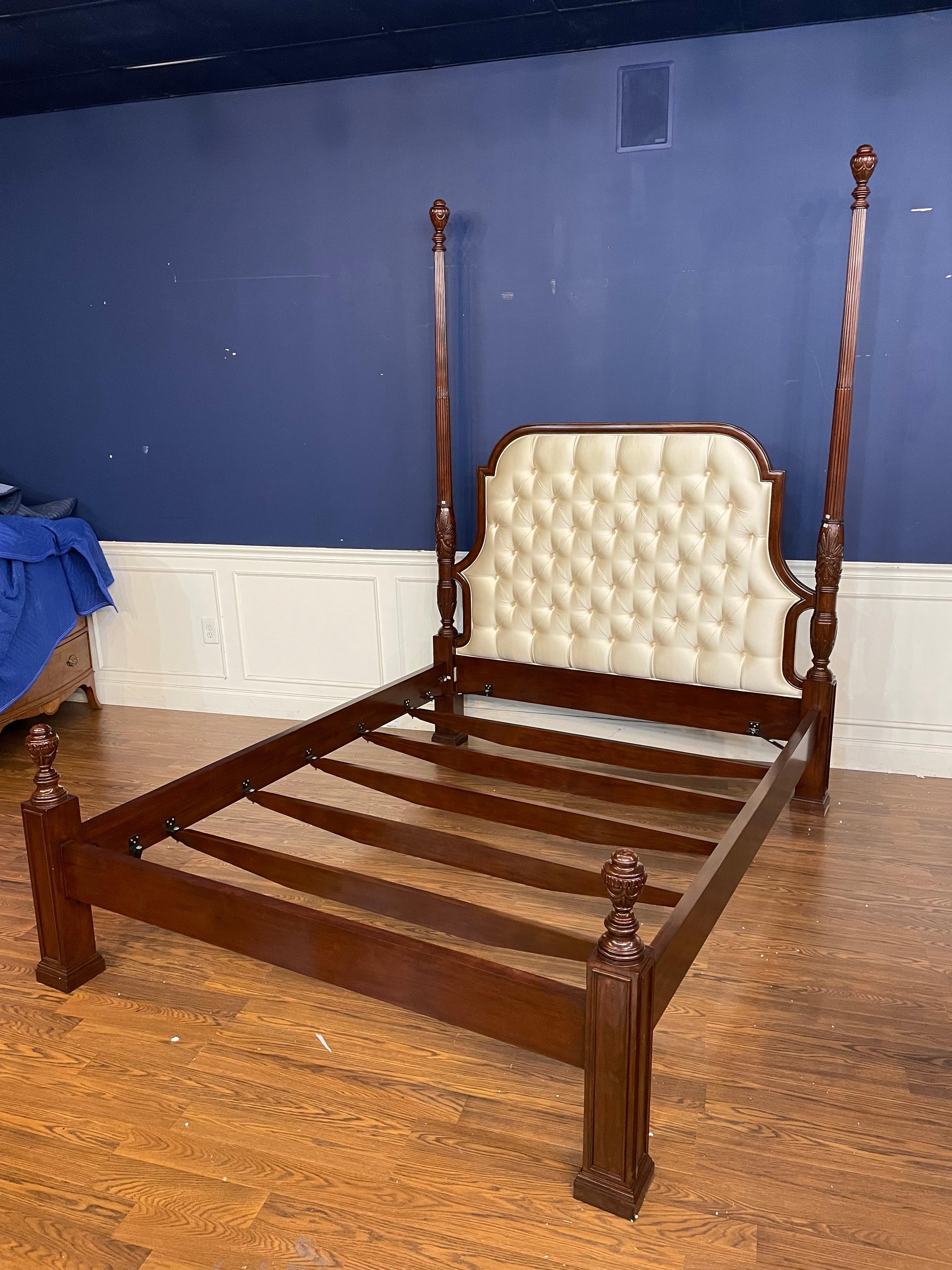 Scarborough House Queen Size Upholstered Mahogany Two Post Bed - Showroom Sample For Sale 3