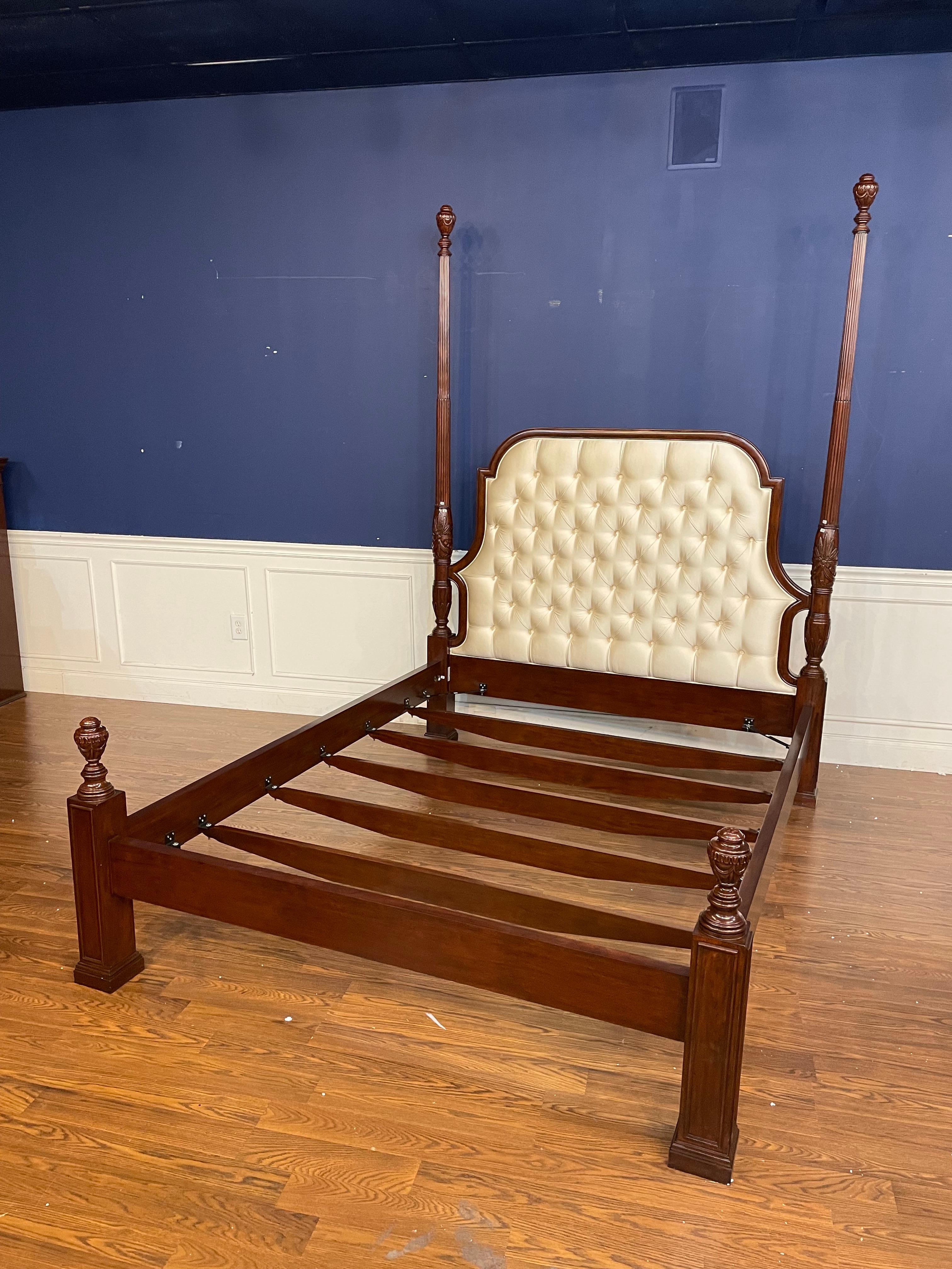 Georgian Scarborough House Queen Size Upholstered Mahogany Two Post Bed - Showroom Sample For Sale