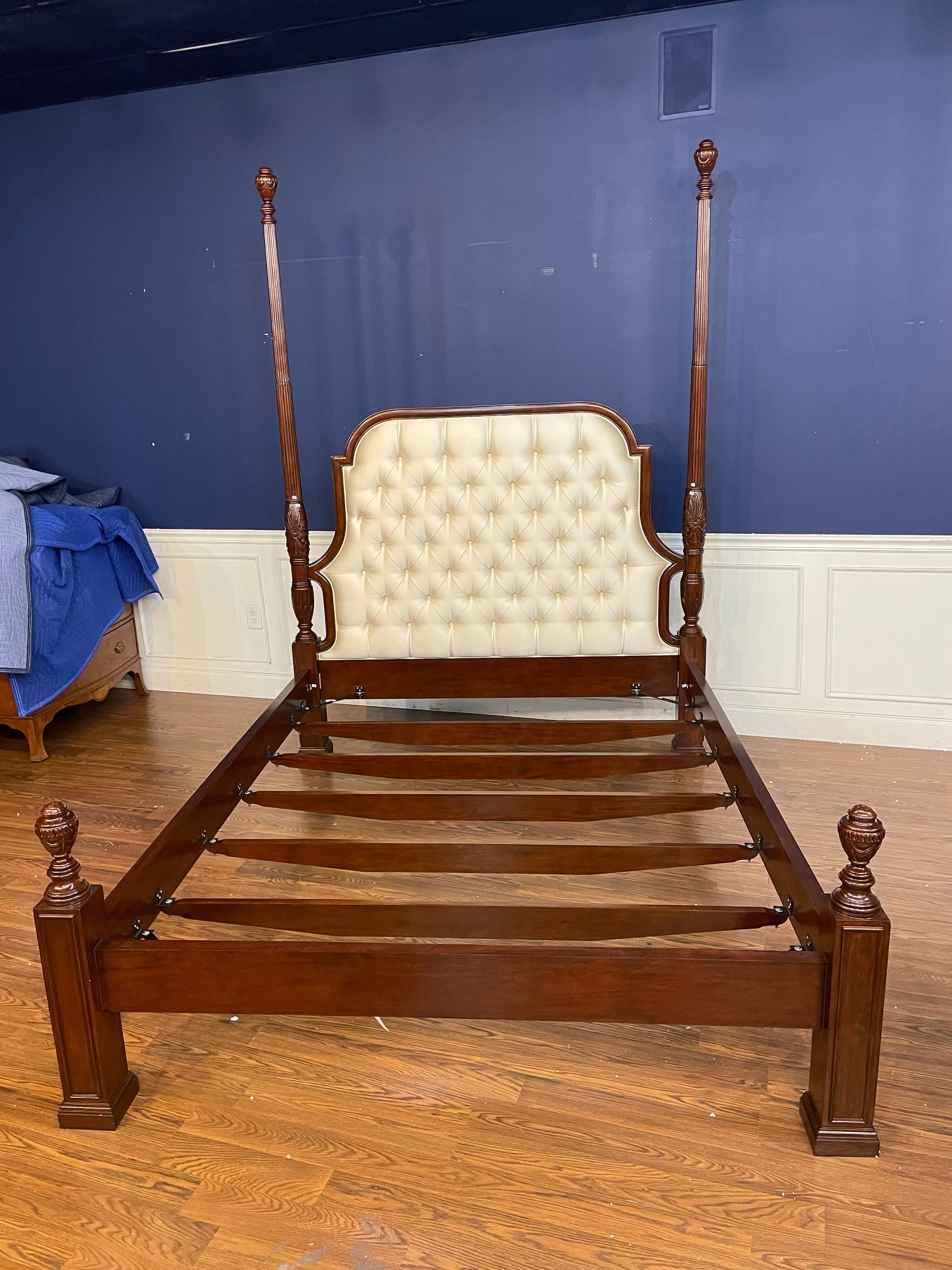 Scarborough House Queen Size Upholstered Mahogany Two Post Bed - Showroom Sample For Sale 2