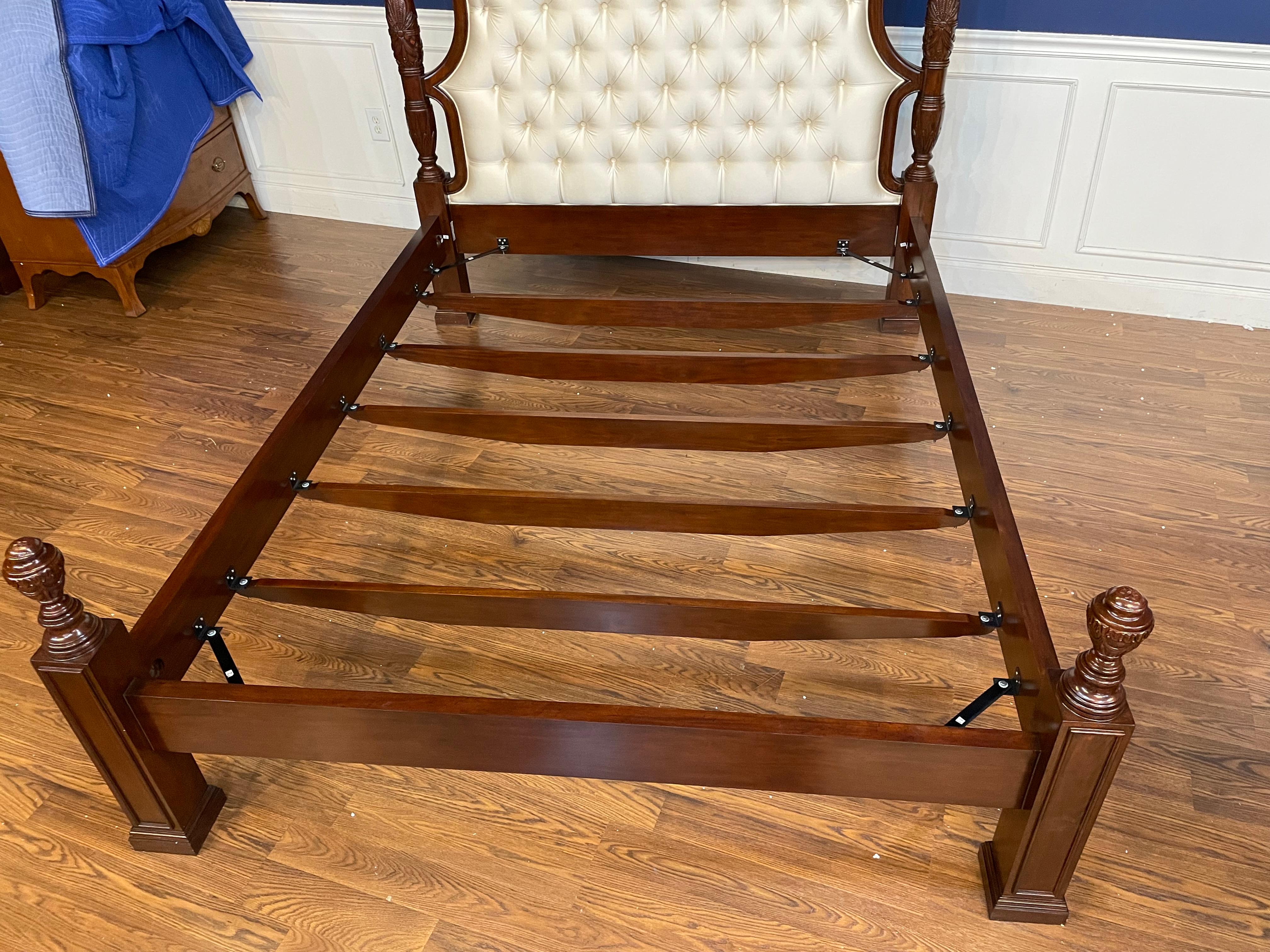 Scarborough House Queen Size Upholstered Mahogany Two Post Bed - Showroom Sample For Sale 3