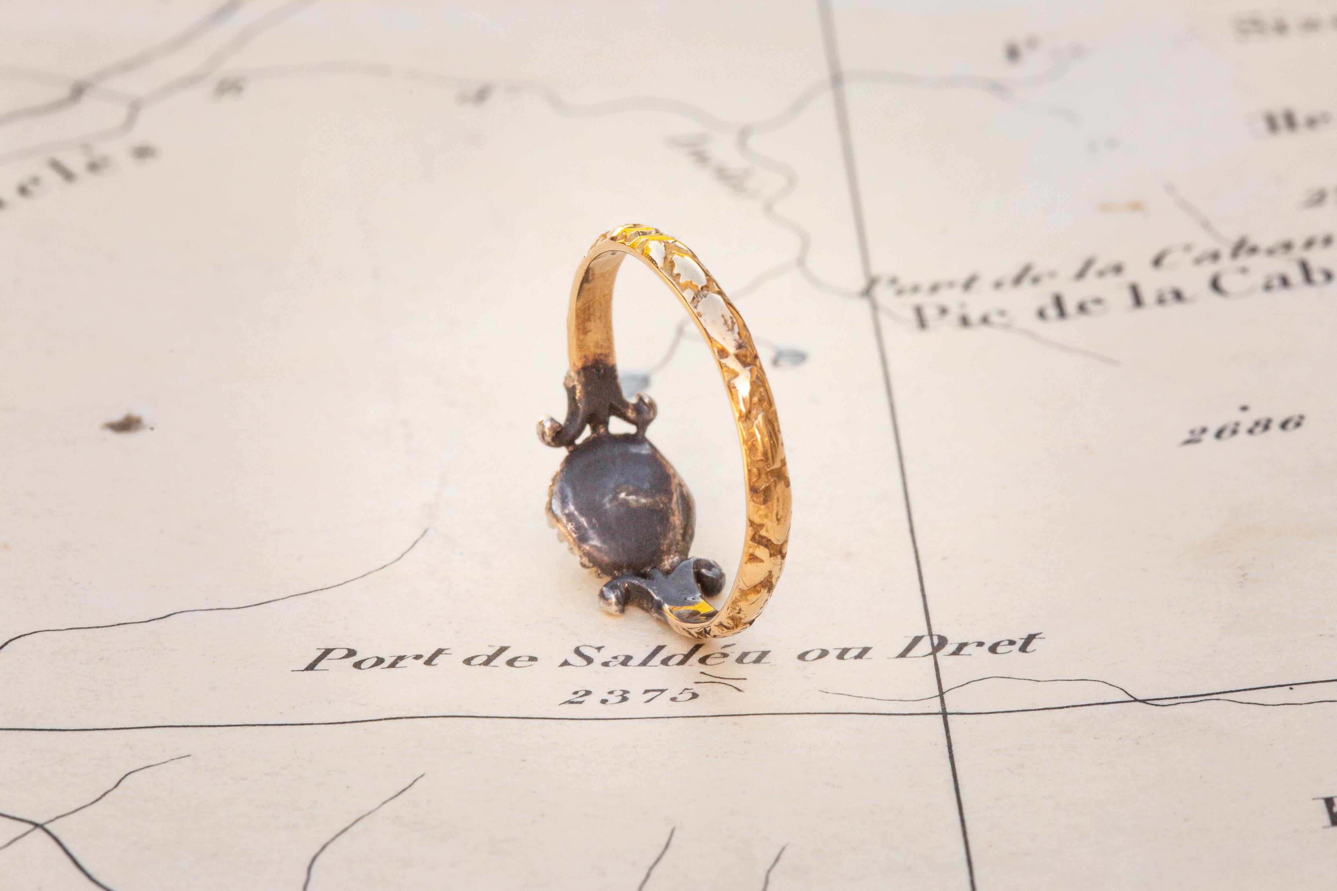 Seltener Barock-Rokoko-Diamant Solitär Georgianischer Bogenring aus dem 18. Jahrhundert 1